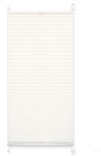 EXKLUSIV HEIMTEXTIL Plissee Verspannt mit Klemmträgern ohne Bohren Faltrollo Fensterrollo Marke 75 x 140 cm weiß Crash