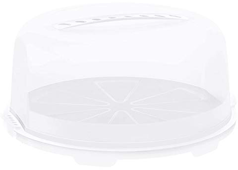 Rotho 1722601100 Contenitore porta torta con campana alta Fresh in materiale plastico (PP), con robusta chiusura e comodo manico, circa 35,5 x 34,5 x 16,5 cm, bianco/trasparente