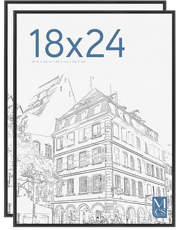 MCS Original Poster Frame 18x24 Black Lightweight Vertical & Horizontal Wall Hanging Large Picture Frame for Posters, Art Prints & Gallery Wall (2-Pack)