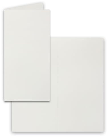 50x Falt-Karten DIN Lang - Hellgrau (Grau) - 10,5 x 21 cm - Blanko Doppelkarten - Klappkarten für Einladungen und Grußkarten zu Weihnachten und Geburtstag