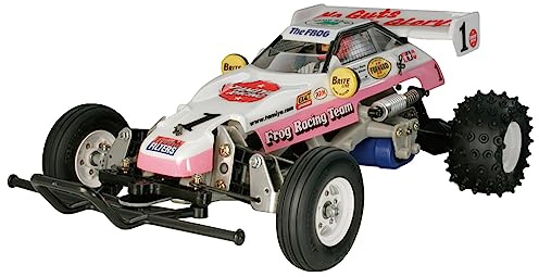 Tamiya 58354 1:10 RC The Frog 2005 2WD Buggy LWA - ferngesteuertes Auto, RC Fahrzeug, Modellbau, Bausatz zum Zusammenbauen, Hobby, RC Modell, Pink/Weiß
