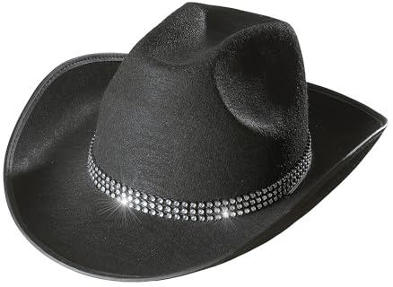 W WIDMANN MILANO Party Fashion - Cowboyhut aus Filz | Mit Strass-Hutband und Glitzer-Look, für Westernpartys, Karneval und Junggesellenabschiede