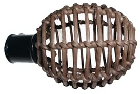DecoProfi 2 x Endstück Rattankugel, für Gardinenstangen 16 mm Durchmesser, schwarz/braun
