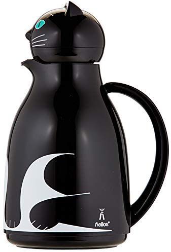 Helios Thermoskanne Thermo-Cat Schwarz 1L – 6h heiß - Hält Getränke warm & kalt – Einfache Reinigung – Ideal für Kaffee und Tee