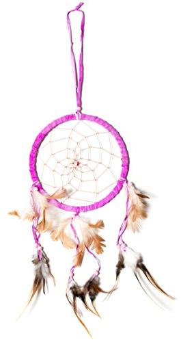 Großer 45cm x 16cm Dreamcatcher Traumfänger Pink Leder Gute Träume