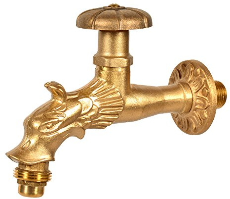VARIOSAN Nostalgie-Auslaufventil Drache 11268, 1/2, Messing, langer Wandabstand, massive Wandrosette