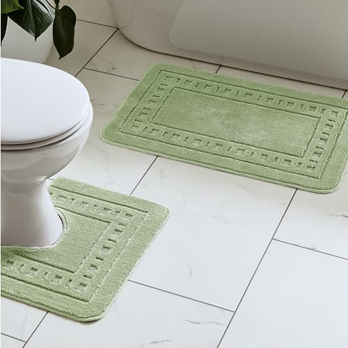 Catherine Lansfield bath set Armoni - bath mat & toilet mat - light green