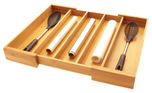 Utensils Flatware Cutlery Tray, Kitchen Drawer Inserts Organiser, Made of Natural Bamboo