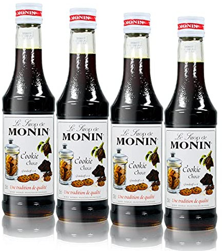 4x Monin Cookie Choco Sirup, 250 ml Flasche - für Cocktails, zum Kaffee oder Kochen