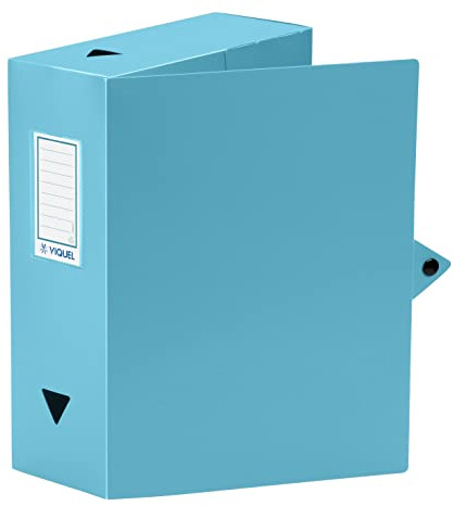 Viquel - Boite de Classement Documents A4 ESSENTIEL - Dos 10 cm - Plastique Souple Résistant - Porte-Étiquette - Bouton Pression - Fabriqué en France - Bleu Turquoise