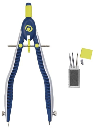 Herlitz 11122330 Schnellverstellzirkel my.pen blau/lemon mit Zusatzminen und Anspitzmöglichkeit