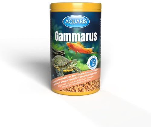 AQUARIS Gammarus Fiskfoder för prydnadsfiskar – 120 g/1 L. Torkad bäckloppkräfta för prydnads- och dammfisk och sköldpaddor. Näringsrik och lätt att smälta.
