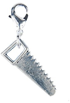 Miniblings Säge Fuchsschwanz Charm Handsäge Werkstatt Handwerken versilbert | Kleiner Anhänger zum Kombinieren, aus Berlin, ein Mitbringsel mit Charakter