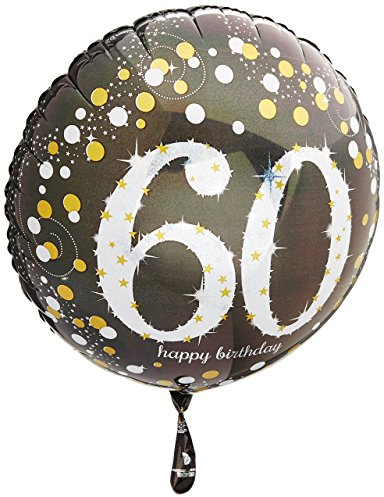 Amscan 3213201 - Standard Folienballon Happy Birthday 60, Durchmesser circa 43 cm, Heliumballon, Geburtstag