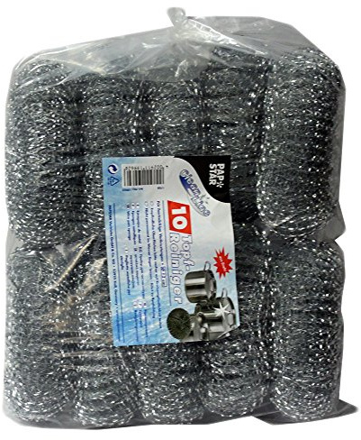 PAPSTAR Draht Küchentuch, 10 Stck., Silber, Baumwolle, 12cm Ø, 6cm Breite, 350g/m², Klein