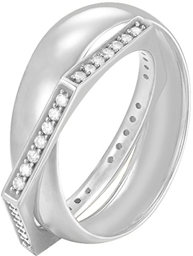 Joop! Damen-Ring JP-Edged 925 Silber Zirkonia weiß Gr. 57 (18.1) - JPRG90779A570
