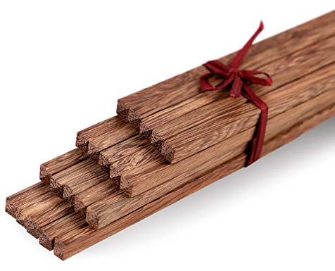 Unichart Chinese Ebony Organic Natural Wood Chopsticks 10 pairs set without paint wax wooden skid by Fine commodities Reusable Dishwasher Safe Khaki
