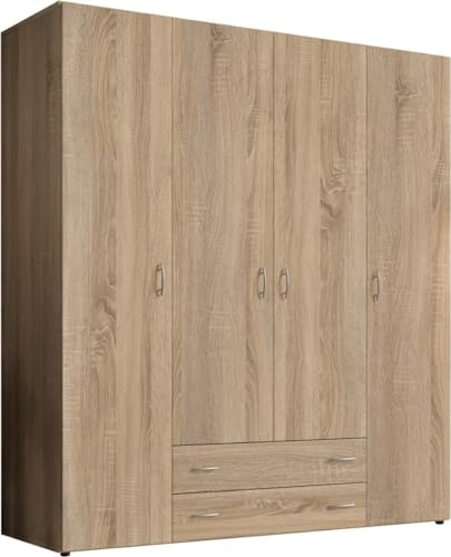 Stella Trading BASE, Armadio classico in 3 diverse dimensioni, versatile, ante a battente, effetto rovere sonoma, 160 x 177 x 52 cm, L x A x P