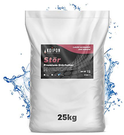 KOIPON Premium Störfutter 25 kg, sinkend, Teichfutter 6mm Pellets für Stör im Gartenteich, Ideal für gemeinsame Haltung mit Koi
