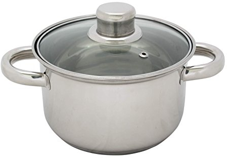 BESTCOOKING Kochtopf Edelstahl mit Glasdeckel 2 L 16 cm Topf Kochen