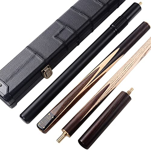 CUESOLL Klassisches Handgefertigtes Snookerqueue 57 inches 18 oz mit Rosenholz-Griff, 3/4-Verbindung & Teleskop Aluminiumverlängerung -Kunstleder-Etui, 9,5 mm Spitze Snookerqueue-Set(CSSC014)