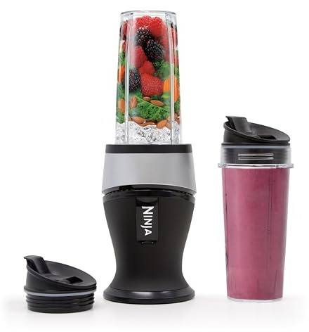 Ninja Fit Compact Personal Blender | For Smoothies, Shakes & Frozen Drinks | (2) 16-oz. To-Go Cups with Spout Lids | 700-Watt Countertop | Black | QB3001SS