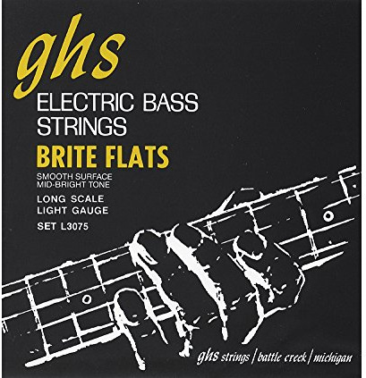 GHS Brite Flats - L3075 - Bass String Set, 4-String, Light, .045-.098