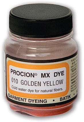 Jacquard Procion MX Tie Dye Powder Golden Yellow, 2/3 Ounce Jar for Fabric and Clothing | Permanent and Washfast