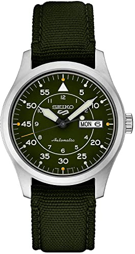 Seiko 5 sport flieger automatico quadrante verde cinturino verde orologio SRPH29K1