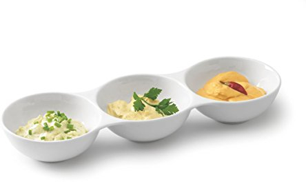 Tognana - Ciotole per aperitivo o pinzimonio, in Porcellana, a 3 sezioni, 37 x 12 x 6 cm