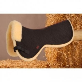 Werner Christ Lammfell Sattelpad Tiefe Schulter Ohne Rand anatomische Sattelkissen aus echtem medizinischem Fell, in schwarz, Größe: Warmblut