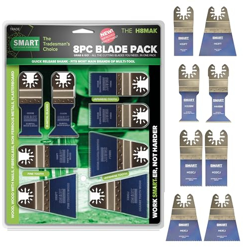 SMART 8 Piece Multi Tool Blade Set, 8 x Multitool Blades, H8MAK