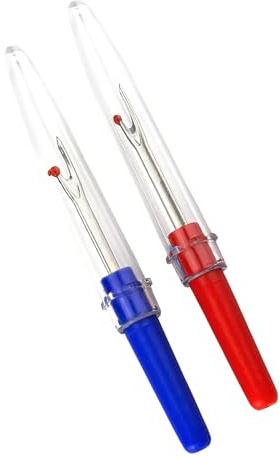 Faden & Nadel Nahttrenner Set: 2 Nahttrenner, 8,5 cm lang, mit Schutzkappe, in Rot und Blau