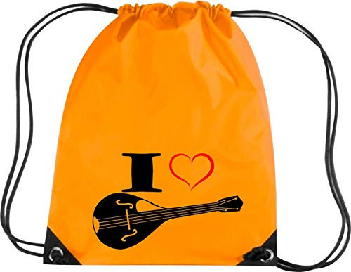 Shirtstown Premium Gymsac Musique I Love Mandoline, fluorescentorange