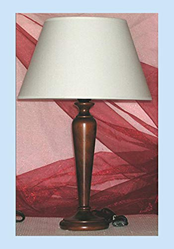 Lampada da tavolo comodino in legno tornito con paralume - produzione propria - made in Italy (noce grande)