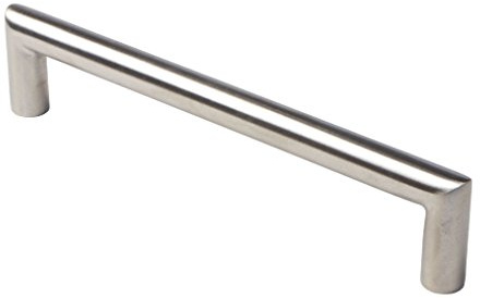 Design Schubladen-Griff Edelstahl Schrankgriff rund Möbelgriff Küche - LEILA | Relinggriff BA 480 mm | Türgriff Kleider-Schrank | Vollmaterial massiv | 1 Stück - Küchen-Griff silber matt mit Schrauben