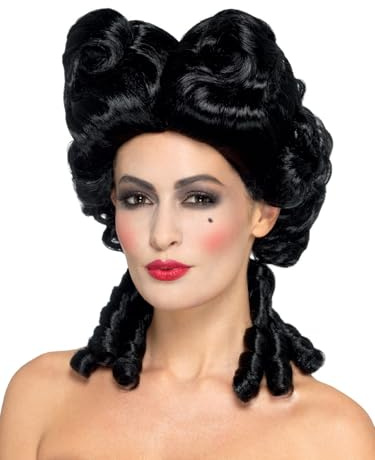 Smiffys Gothic-Barock-Perücke, Schwarz Halloween