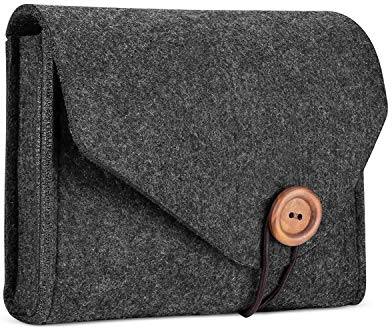 ProCase Felt Aufbewahrungskoffer Tasche, Portable Travel Electronics Zubehör Organizer Tasche für MacBook Laptop Maus Power Adapter Kabel Power Bank Handy Zubehör Ladegerät SSD HHD (Schwarz)