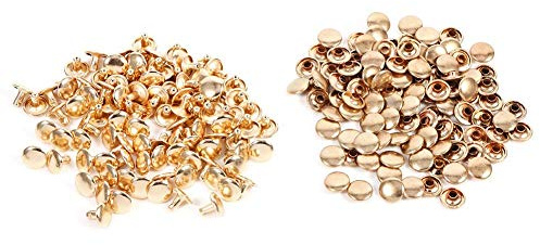 Akozon Doppelkappe Nieten 3 Farben 100 Sets 8x10mm Doppelkappe Niet Metall Lederhandwerk Reparaturen Nieten Spike Dekoration für DIY Leder Handwerk Reparieren Dekoration Snap