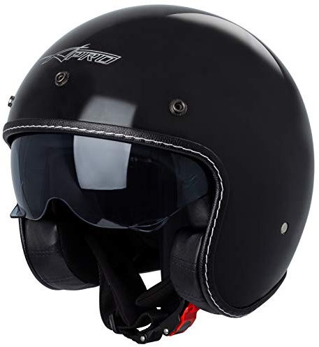 Casco Moto Jet Cafe Racer Omologato ECE 22-06 Visiera Parasole scooter Nero S