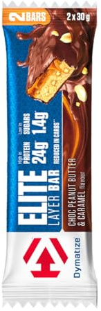 Dymatize Elite Layer Bar Peanut Butter & Caramel 18x(2x30g) - High Protein Low Sugar Bar