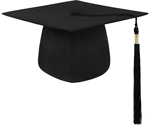 BROADREAM Bachelor Doktorhut Graduation Cap Absolventenkappe Studentenhut für Abschlussfeiern vom Studium, Universität, Hochschule, Abitur - Absolventenhut in Schwarz