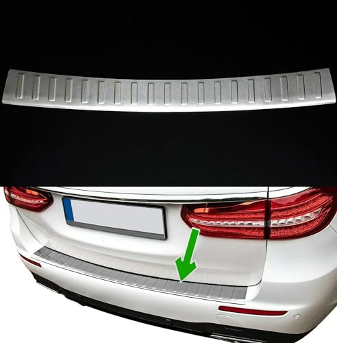 Protection de pare-chocs arrière compatible avec Mercedes S213 T-Modell Classe E | À partir de 2016 + Acier inoxydable mat Protection pour bord du coffre de chargement