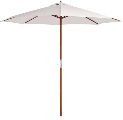 Outsunny Ombrellone da Giardino Palo Centrale Legno Ø2.7x2.5 m Beige