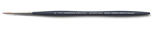 Winsor & Newton 5011300 professionell akvarellpensel, målarpensel för akvarellfärger med syntetiska fibrer, ergonomiskt handtag, hållbart och formstabilt, kort handtag – riggingsborste nr 0, grå