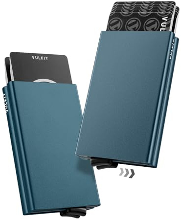 VULKIT Kartenetui Metall mit RFID NFC Schutz Karten Geldbörse Herren Geldbeutel Doppelt Karten Etui für 10 Karten, Smaragdgrün