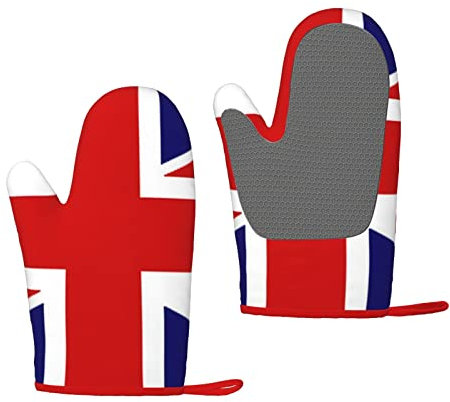 Silicone Oven Gloves UK Flag Oven Mitts (18cm x 28cm) for BBQ Cooking Baking Grilling Microwave Spring Summer