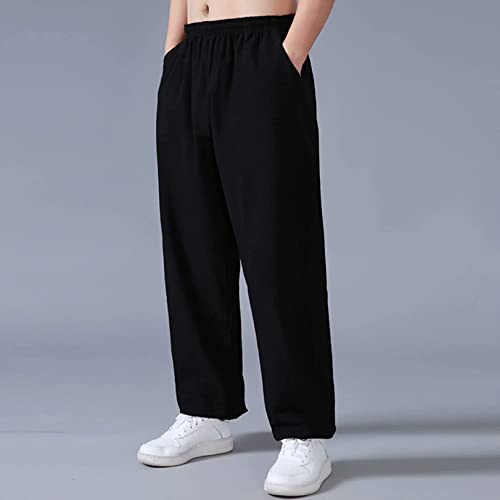 WoCOyo Tai Chi Pants Unisex Arti Marziali Tai Chi Suits Traspirante Morbido Kung Fu Pantaloni in Cotone Lintern Pantaloni Lintern Pantaloni a Vita Elastica Pantaloni da Yoga,001,L
