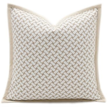 Croker Horse 18x18'' Inches Throw Pillow Cushion Cover - Grid Pattern Chenille Jacquard Embroidery Luxury Modern Style Couch Sofa Pillow for Living Room Bedroom