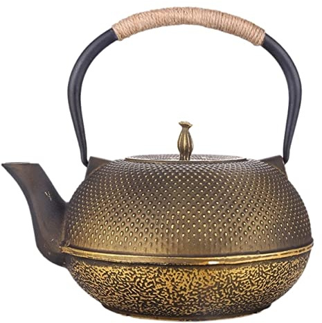 Tetera Hierro Fundido Tetera Japonesa Tetera De Hierro Fundido De 60oz/1.8L Con Infusor, Tetera De Gran Capacidad, Tetera De Hierro Japonesa Sin Recubrimiento, Hierro Retro De Estilo Chino China Teter